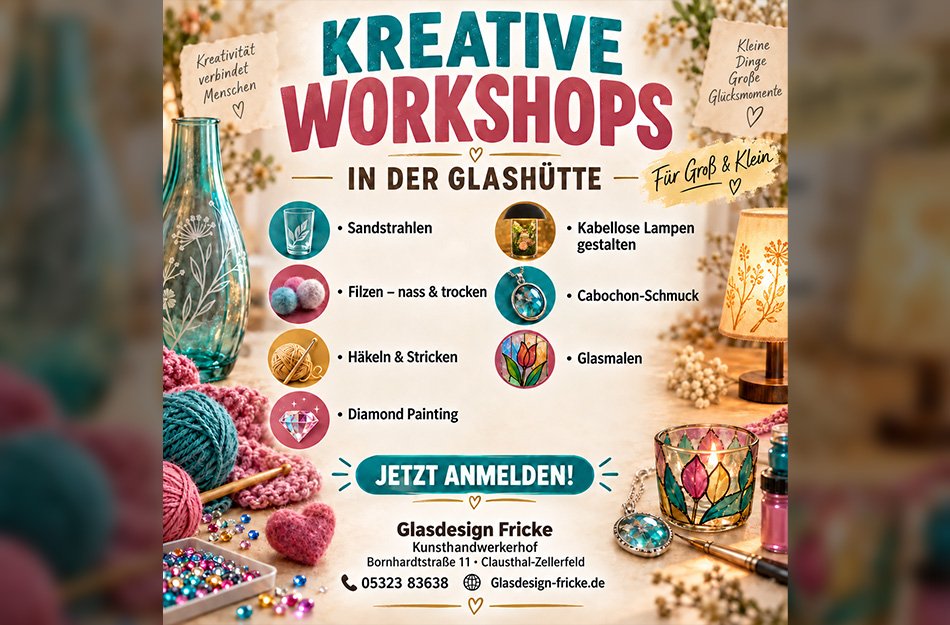 Workshop Angebote in der Glashütte Clausthal-Zellerfeld