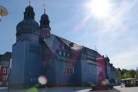 Die blaue Marktkirche in Clausthal-Zellerfeld von außen