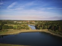 Luftbild auf die Hirschler Pfauenteiche bei Clausthal-Zellerfeld